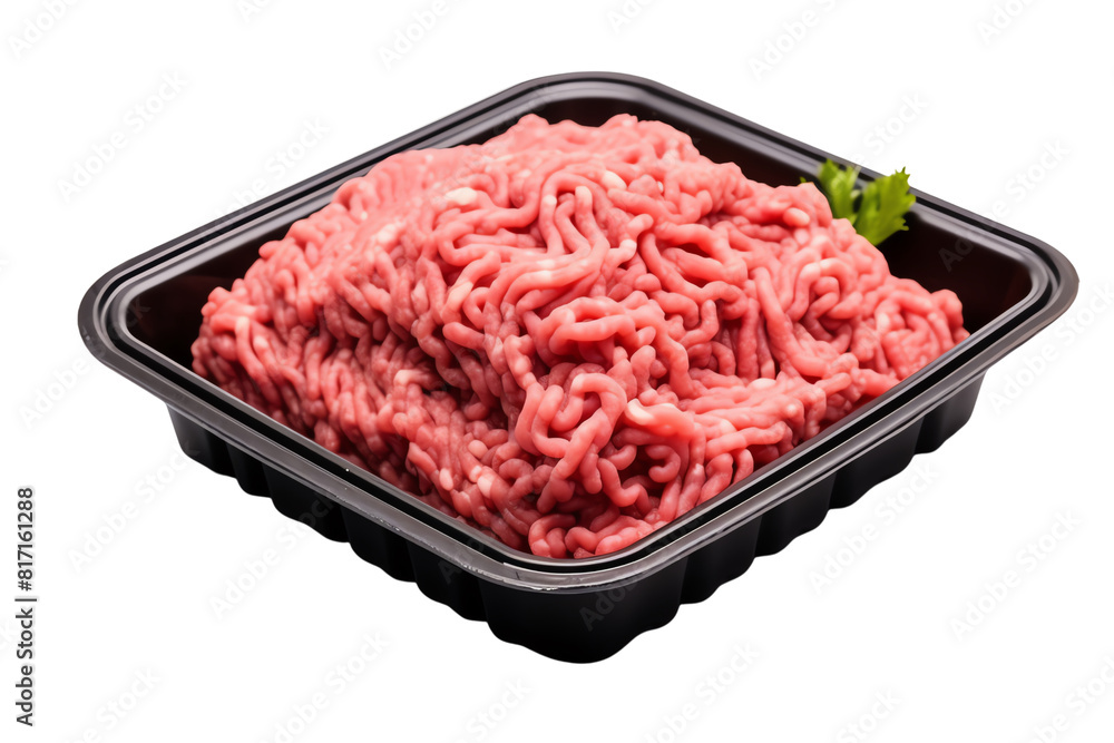 Fresh organic minced meat on the black tray. Fresh organic minced meat on the black tray.