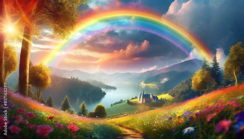 Obraz premium landscape with rainbow