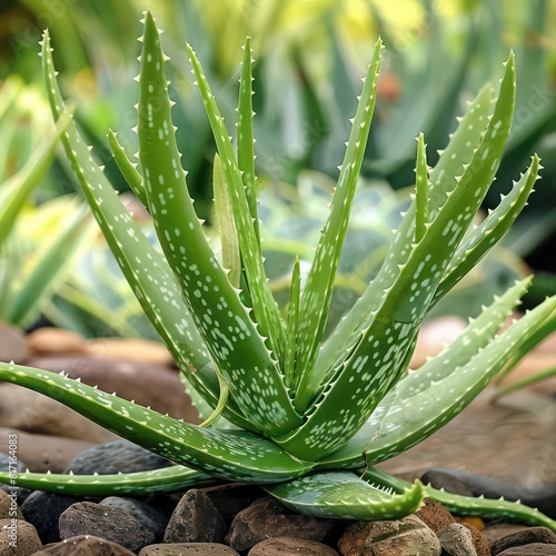 aloe vera plant background with vivid green colors