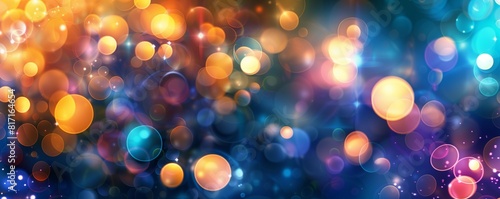 A captivating display of bokeh lights, with soft, out-of-focus orbs of light in various colors creating a dreamy and enchanting abstract background that evokes the magic of city lights at night. photo