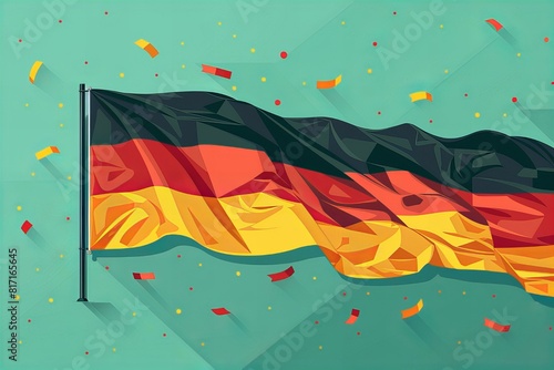 German flag close-up with falling confetti photo