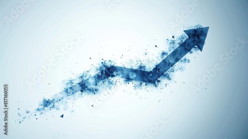 A blue arrow is shown in the air with a white background