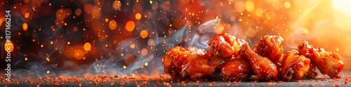 Panorama photo of a chicken wings