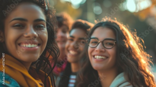 Young multicultural college students from around the world capturing joyful moments outdoors in Barcelona embodying the essence of a vibrant and carefree lifestyle on their university campus