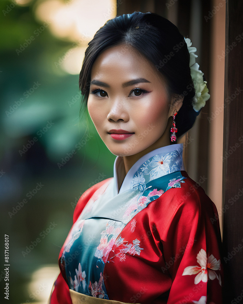 Vietnamese Woman in A Traditional Ao Dai 