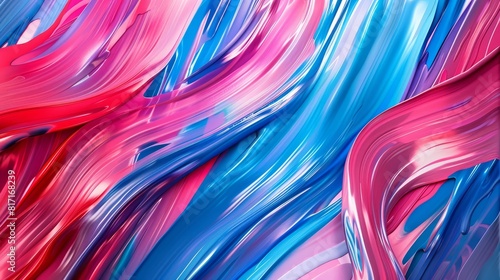 3D ribbon paint stroke in a wave design, close up on the flowing texture, concept of fluid art, vibrant, Blend mode, creative canvas backdrop photo