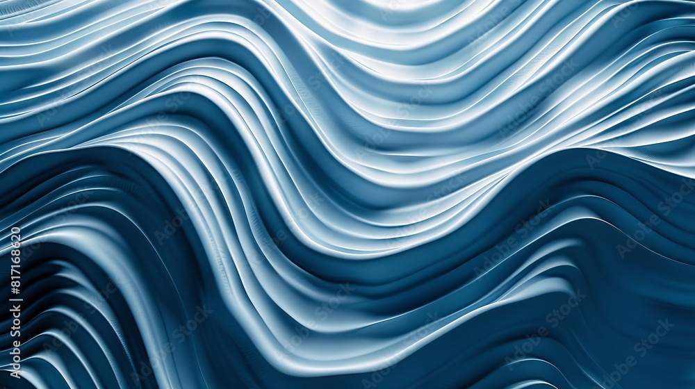 Abstract background with stripes and undulating waves in retro blue ...