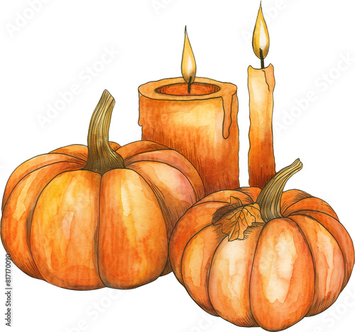 Crafting candlelit paths with lined pumpkins photo