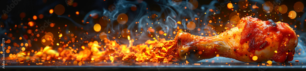 Panorama photo of a chicken wings Panorama photo of a chicken wings
