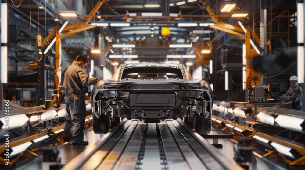 car factory conveyor workers assembling cars car factory conveyor workers assembling cars