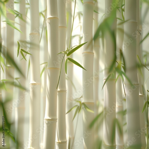 bamboo forest  natural and soft lighting  harmonious atmosphere  white and jade colors 
