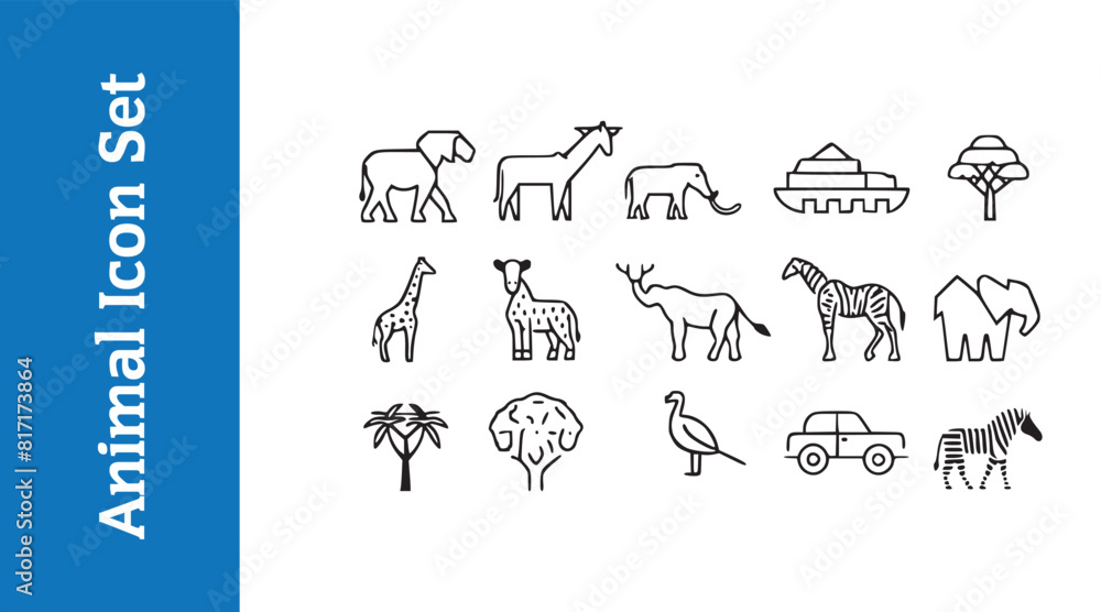 Africa safari animals set collection symbols icons Africa safari animals set collection symbols icons