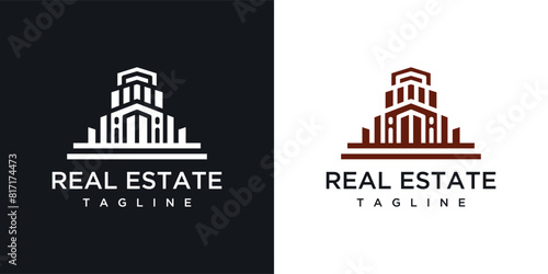 Abstract real estate building logo design vector illustration concept