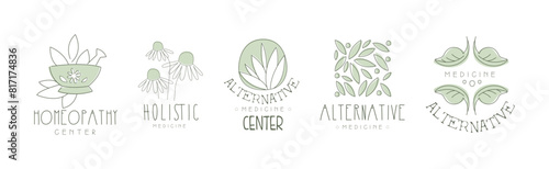 Homeopathy and Holistic Herbal Treatment Logo Vector Set