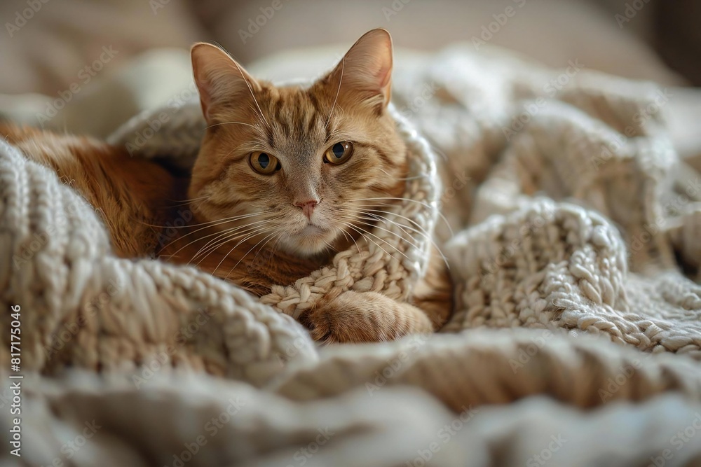 Cozy Cat in Sunglasses Snuggles in Warm Bed