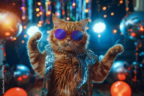 Adult Cat in Crazy Nightclub Suit & Sunglasses