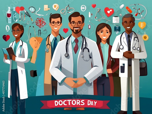 National Doctors' Day is a day celebrated to appreciate and recognize the contributions of physicians to individual lives and communities. Vector illustration design.