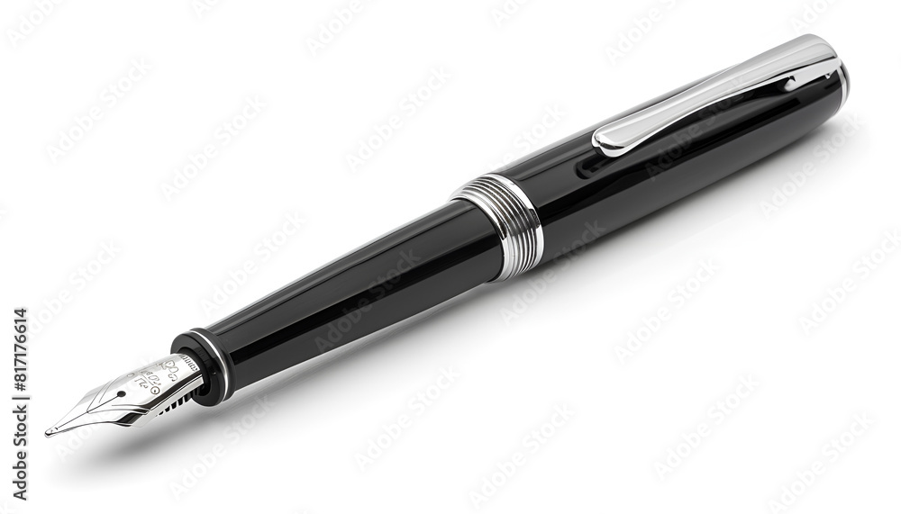 Stylish black fountain pen isolated on white Stylish black fountain pen isolated on white