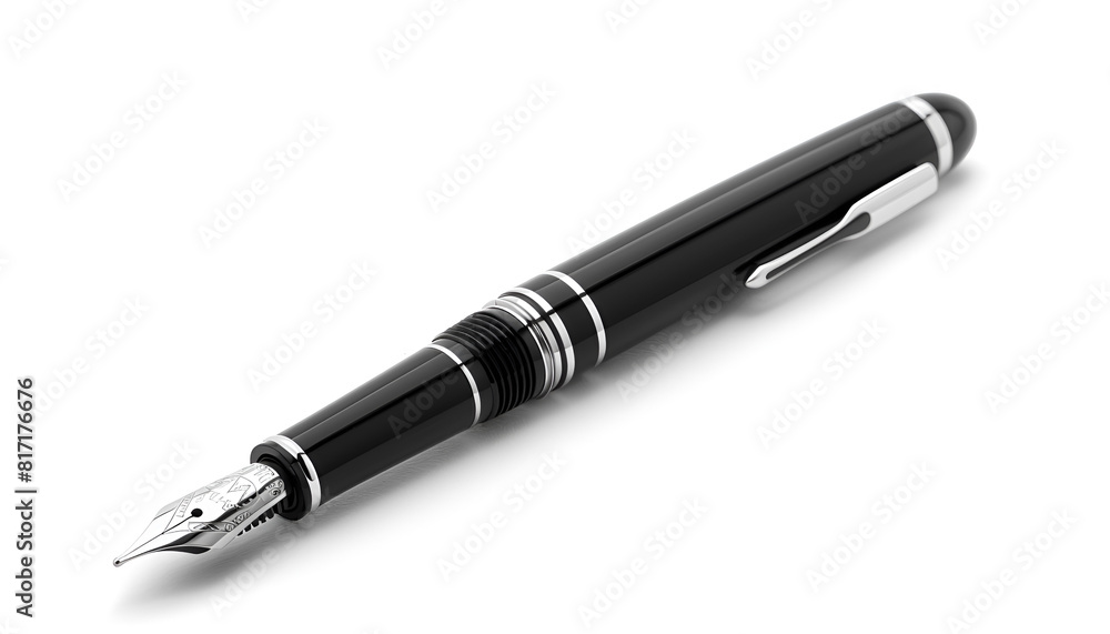 Stylish black fountain pen isolated on white Stylish black fountain pen isolated on white