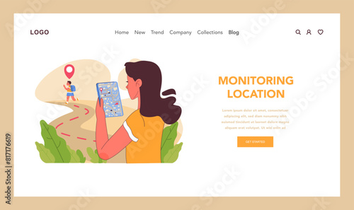 Monitoring location concept. Flat vector illustration