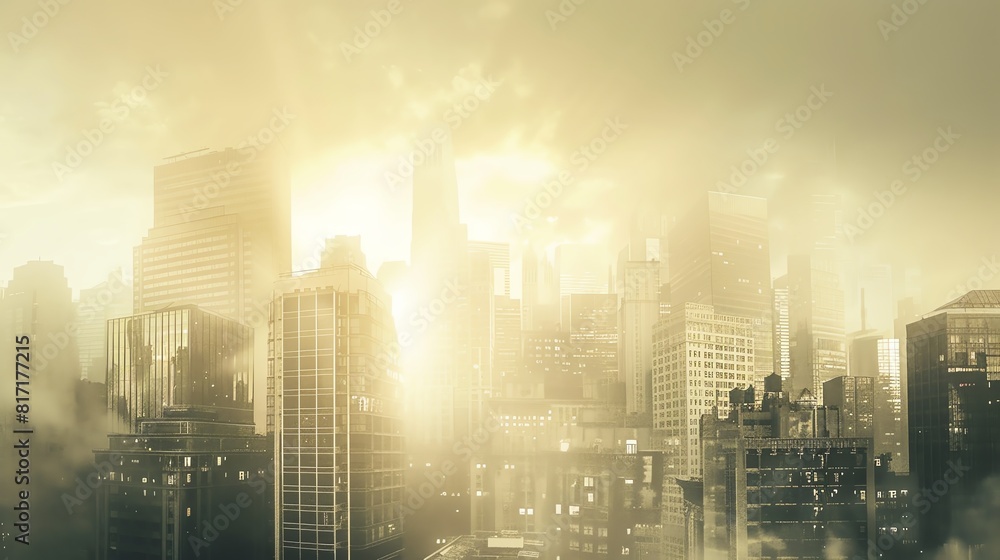 City skyline with a mix of historical and modern buildings, soft glow of twilight, dreamy and ethereal, Vintage, Sepia City skyline with a mix of historical and modern buildings, soft glow of twilight, dreamy and ethereal, Vintage, Sepia