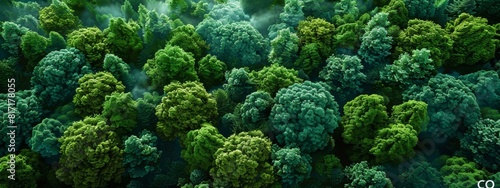 CO‚ÇÇ print Forest: Aerial view of a forest shaped like a 