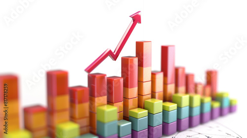 A graph depicting upward growth or success  shown with an arrow 