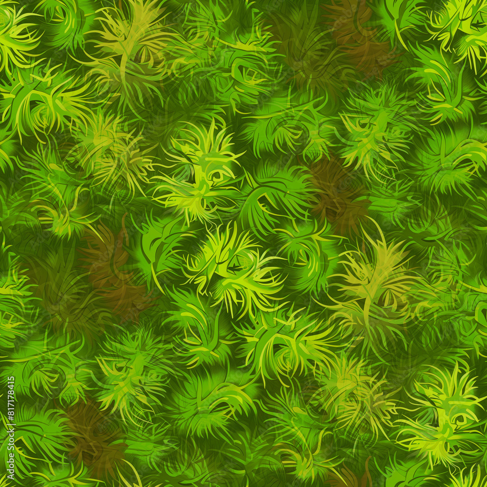 Cartoon detailed moss seamless texture. Cartoon detailed moss seamless texture.