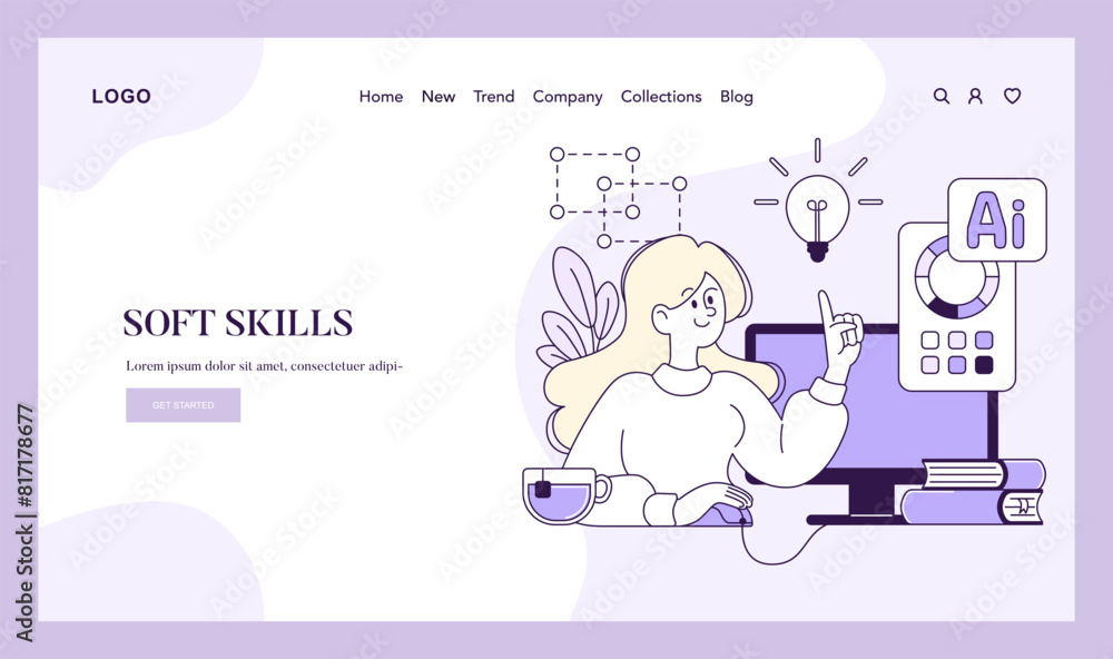 A serene vector illustration of a woman crafting designs, symbolizing the blend of creativity and technology in modern skill sets A serene vector illustration of a woman crafting designs, symbolizing the blend of creativity and technology in modern skill sets