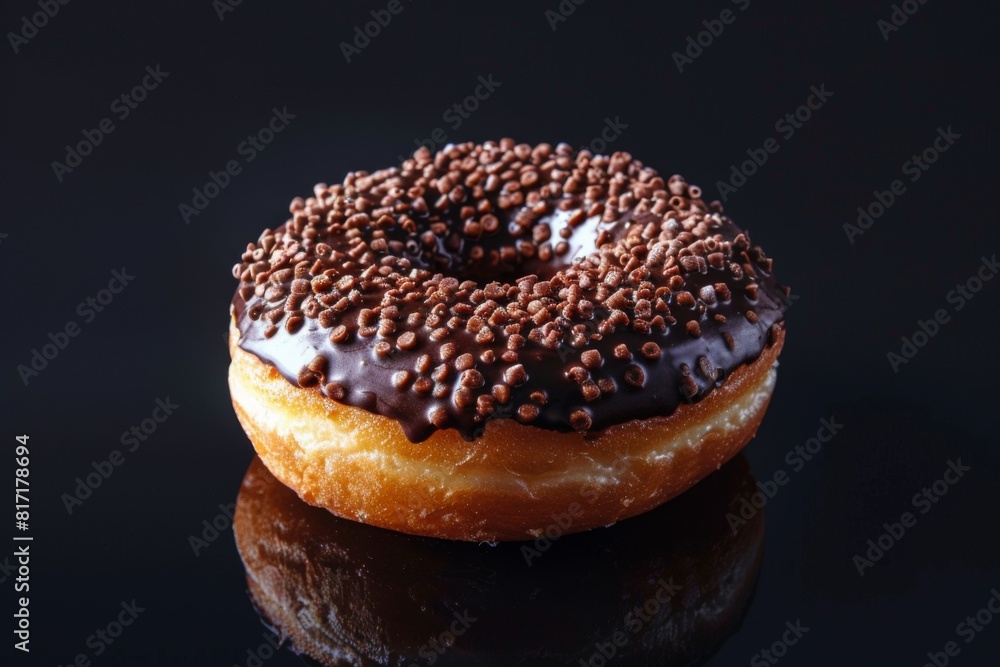 Delightful donut assortment on dark inky surface Delightful donut assortment on dark inky surface