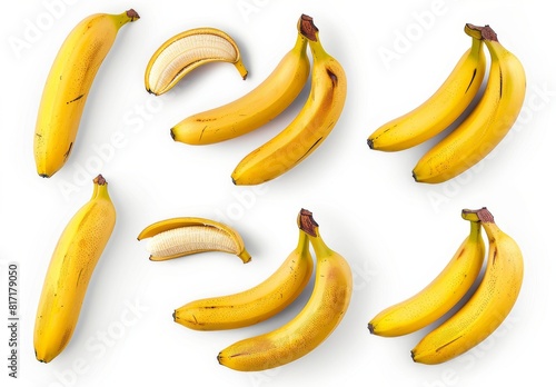 bananas set isolated on white background