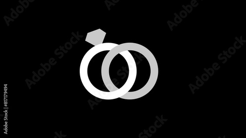 weeding ring icon animation best object on black and white 4K Video motion graphic animation