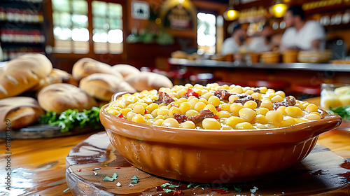 Escudella i Carn d'Olla - a traditional Catalan stew featuring a variety of meats, vegetables and legumes. photo