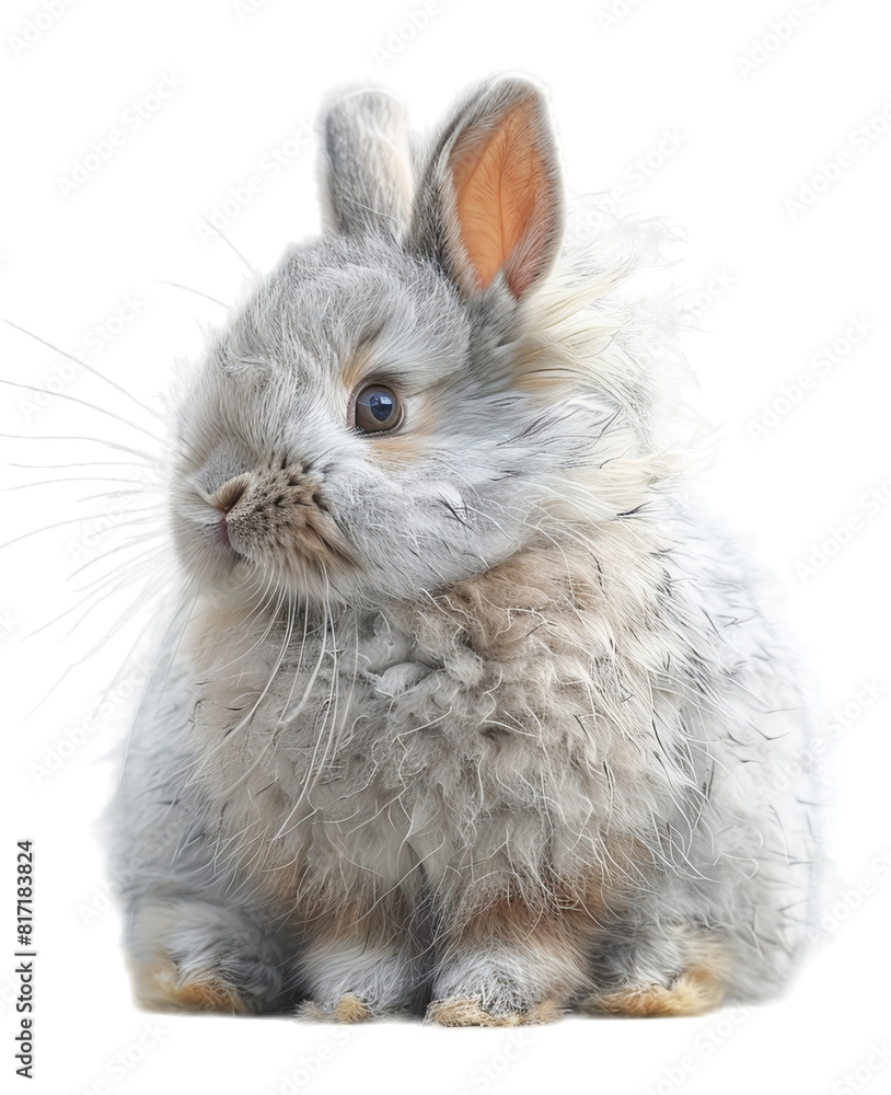 rabbit animal portrait isolated on transparent background, generated ai rabbit animal portrait isolated on transparent background, generated ai