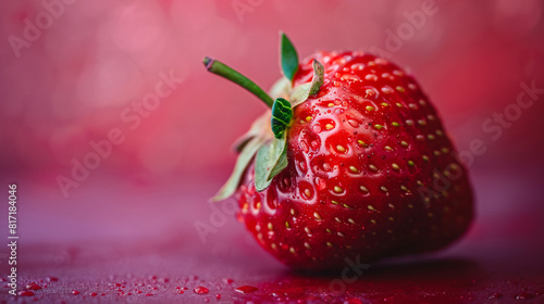  Close up a strawberry. A detailed closeup of a ripe strawberry highlighting its juicy red color and seeds..