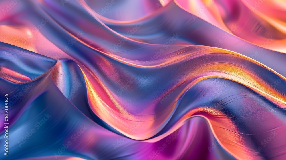Fototapeta premium A colorful, wavy line with a gold and tan background