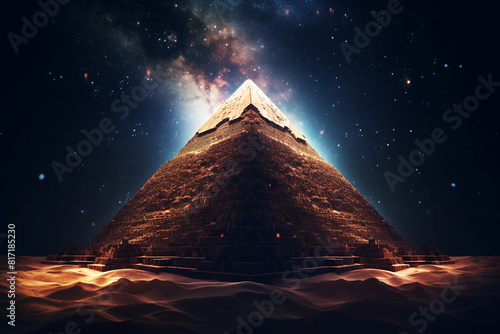 pyramid at night under the starry sky generative ai