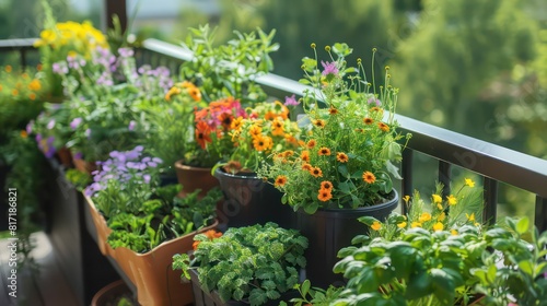 garden flowers, herbs and vegetables containers 