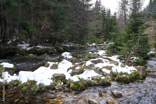 Spindleruv Mlyn, Czech Republic - April 27, 2024 - The White Elbe is a left-side tributary of the Elbe River  at the beginning of spring photo