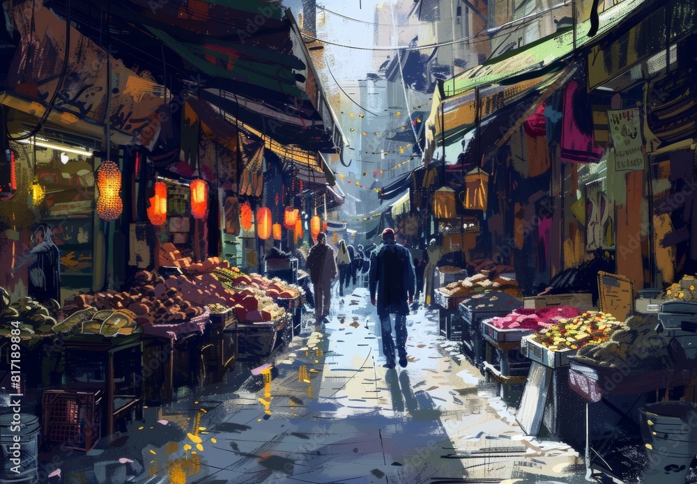 Obraz premium Capture the vibrant street scenes and bustling city life, showcasing the energy and diversity of urban environments, from busy marketplaces to charming alleyways and lively neighborhoods worldwide.