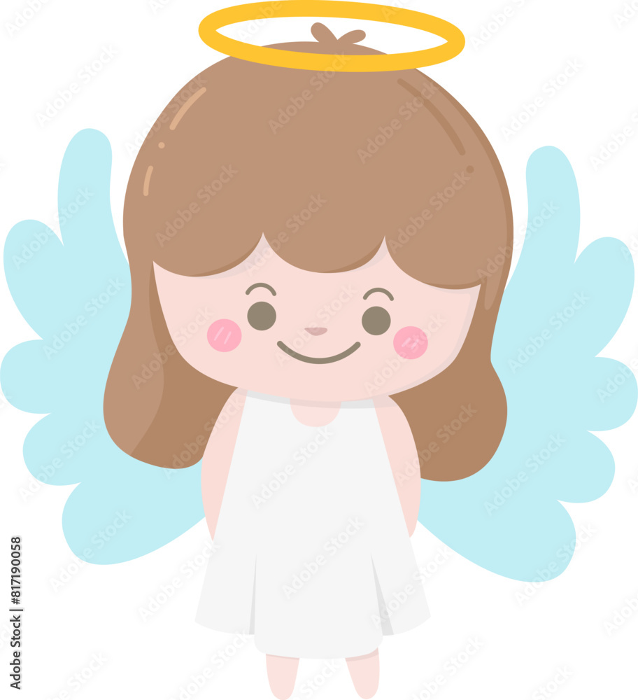 Hand drawn cute cartoon christmas angel girl Hand drawn cute cartoon christmas angel girl