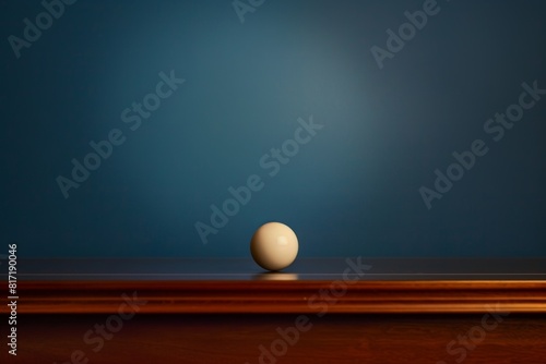 Boule de billard noire sur une table en bois, éclairage chaleureux photo