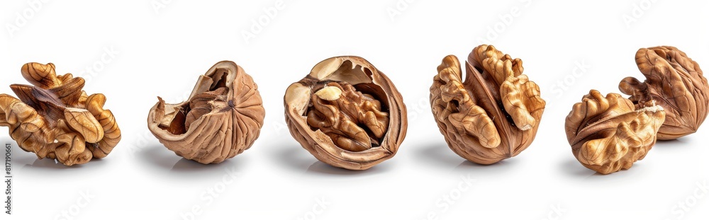 walnut set isolated on white background walnut set isolated on white background