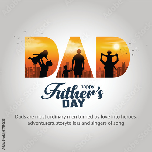 child's and fathers playing, happy international father's day concept, can be use for card, poster, website, brochure. abstract vector illustration design