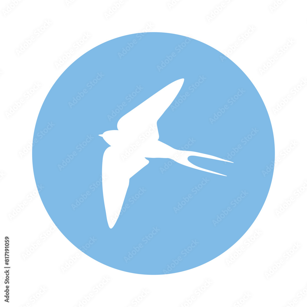 Martin bird silhouette on blue sky. Vector illustration Martin bird silhouette on blue sky. Vector illustration