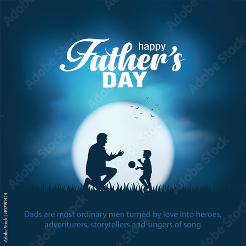 son and father play ball, happy international father's day concept, can be use for card, poster, website, brochure. abstract vector illustration design