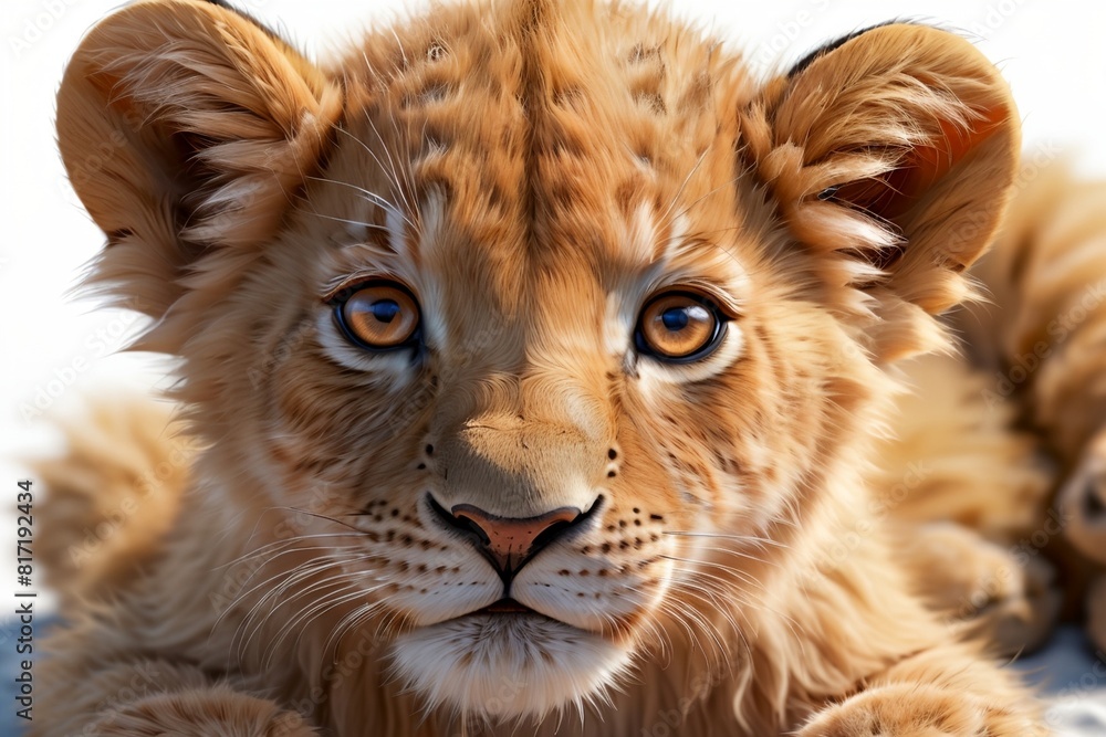 cute tiger cub portrait,isolated on white background cute tiger cub portrait,isolated on white background