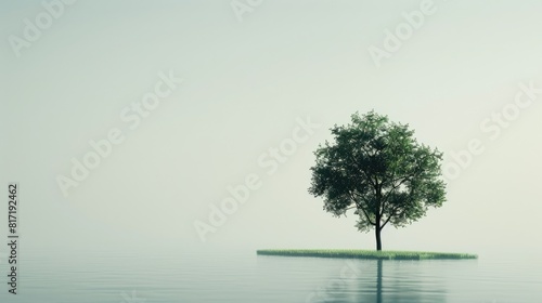 On World Environment Day a solitary tree stands tall against a blank backdrop providing a striking visual element for graphic design and decorative purposes