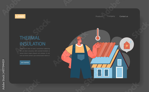 Thermal Insulation concept. Technician installs roof insulation, enhancing