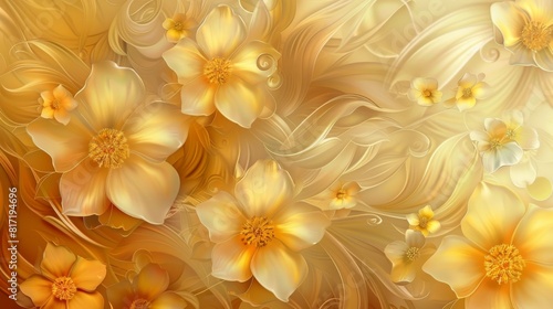 Yellow Flowers on Brown Wallpaper